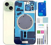LNONLS 15 Back Glass Replacement for iPhone 15 Rear Back Cover Glass Waterproof and Camera Lens+Professional Repair Tool Kit (Green)