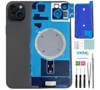 LNONLS 15 Plus Back Glass Replacement for iPhone 15 Plus Rear Back Cover Glass Waterproof and Camera Lens+Professional Repair Tool Kit (Black)