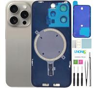 LNONLS 15 Pro Back Glass Replacement for iPhone 15 Pro Rear Back Cover Glass Waterproof and Camera Lens+Professional Repair Tool Kit (Natural Titanium)