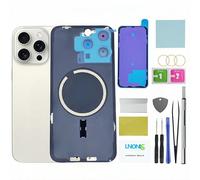 LNONLS 15 Pro Max Back Glass Replacement for iPhone 15 Pro Max Rear Back Cover Glass Waterproof and Camera Lens+Professional Repair Tool Kit (White Titanium)