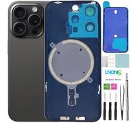LNONLS 15 Pro Replacement Back Glass for iPhone 15 Pro with Waterproof Logo and Camera Lens + Professional Repair Tool Kit (Titanium Black)