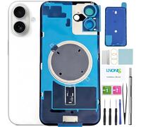 LNONLS 16 Plus Back Glass Replacement for iPhone 16 Plus Rear Back Cover Glass Waterproof and Camera Lens+Professional Repair Tool Kit (White)