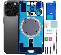 LNONLS 16 Pro Back Glass Replacement for iPhone 16 Pro Rear Back Cover Glass Waterproof and Camera Lens+Professional Repair Tool Kit (Black Titanium)