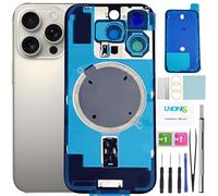 LNONLS 16 Pro Back Glass Replacement for iPhone 16 Pro Rear Back Cover Glass Waterproof and Camera Lens+Professional Repair Tool Kit (Natural Titanium)