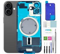 LNONLS 17 Back Glass Replacement for iPhone 17 Rear Back Cover Glass with Frame Magesafe Waterproof Professional Repair Tool Kit (Black)