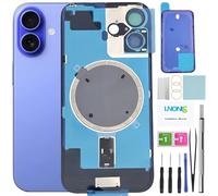 LNONLS iPhone 16 Back Glass Replacement with Waterproof Frame and Camera Lens + Professional Repair Tool Kit (Overseas)