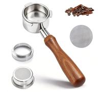 Lnopever Bottomless Portafilter 54mm, 3 Ears Coffee Portafilter with Puck Screen and Filter Basket, Compatible with Sage Breville Barista Series, Bottomless Portafilter with Solid Wood Handle