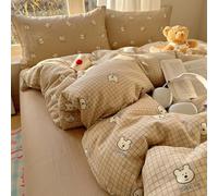LNOPRPYS Checkered Puppy Double-Layer Yarn Four Piece Set | Cartoon Printed All Cotton Four Piece Set | Bedding Set And Bed Sheet Three Piece Set | A-Class Mother And Baby Bedding (LCA378),M