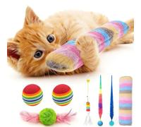 LNOVANT 7-Piece Cat Toy Set with Catnip, Interactive Kicker Toys for Indoor Cats - Promotes Self Play & Exercise, Stress Relief for Kittens, Includes Plush Pillow, Foam Balls, etc