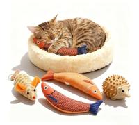 LNOVANT Cat Toy Set with Catnip, Interactive Kicker Toys for Indoor Cats - Promotes Self Play & Exercise, Stress Relief for Kittens (Orange)