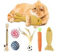 LNOVANT Cat Toy Set with Catnip, Interactive Kicker Toys for Indoor Cats - Promotes Self Play & Exercise, Stress Relief for Kittens (Yellow)