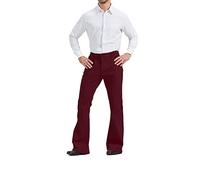 LNOWTD Men's 60s 70s Bell Bottom Jeans Pants Disco Denim Vintage Stretch Classic Comfort Flared Flares Outfits, Burgundy, 4X-Large