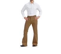 LNOWTD Men's 60s 70s Bell Bottom Jeans Pants Disco Denim Vintage Stretch Classic Comfort Flared Flares Outfits, Khaki, Large