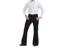 LNOWTD Men's 60s 70s Bell Bottom Jeans Pants Disco Denim Vintage Stretch Classic Comfort Flared Flares Outfits, Black, XXL