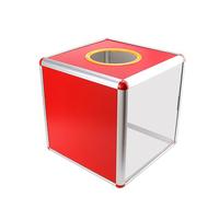 LNQ LUNIQI 1 x Red Tombola Box, 30 cm Acrylic Lottery Box, Large, Square Ballot Box, Charity Box, Ball Game Box for Annual Meetings, Carnival, Games