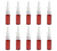 LNQ LUNIQI 10Pcs Empty Nasal Spray Bottle Refillable Liquid 15ml Plastic Rhinitis Care Sprayer Container for Water Saline Solution Perfume Essential Oils, Amber