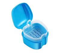 LNQ LUNIQI 1PC Plastic Denture Bath Box, Leak Proof False Teeth Container, Small Teeth Holder Case mit Filter Basket for Storage Cleaning Teeth, Blue