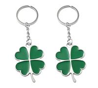 LNQ LUNIQI 2PCS Four Leaf Clover Keychain Lucky Charms Shamrock Keyring New Job Study Exam Gift School Bag Accessories, Green