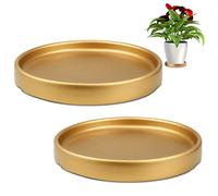 LNQ LUNIQI 2Pcs Round 6 Inch Ceramic Plant Saucer Drip Tray for Indoor Flower Pots Home Garden Outdoor Flower Plant Pot,Gold Saucers