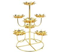 LNQ LUNIQI Ghee Lamp Golden Lotus Ghee Lamp Holder Butter Lamp Holder Tibetan Brass Oil Lamp Lotus Candle Stand for Temples Home Table Decorative