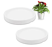 LNQ LUNIQI Round 4 Inch Ceramic Plant Saucer Drip Tray Set of 2 for Indoor Small Flower Pots Home Garden Outdoor Flower Plant Pot,White Saucers