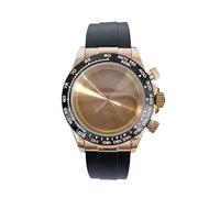 LNQKJXIIA 39mm Watch Case for VK63 Movement, PVD Rose Gold with Blue Sapphire Crystal & Black Rubber Strap Men's Modding Set