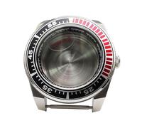 LNQKJXIIA 42mm Samurai Style Watch Case with Sapphire Crystal, Compatible with NH35/NH36/4R35 Movement & 22mm Strap(Black-red)