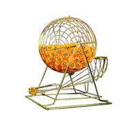 LNQKJXIIA Gold Metal Lottery Machine with Two-Color Balls & Big Turntable, Ideal for Large Group Bingo Games(Gold)