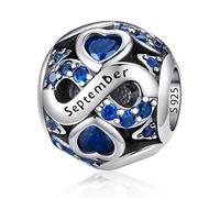 LNQOBU 925 Sterling Silver Birthstone Charms for Pandora Bracelets or Necklace with 5A Cubic Zirconia Bead Charms for Womens Birthday Gift