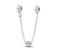 LNQOBU 925 Sterling silver Safety Chain for Bracelet,Family Forever Safety Chain Charm for Bracelet Stopper Spacer Charm Clip Charms Dangle Pendants Beads Jewelry Gift for Women