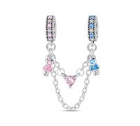 LNQOBU 925 Sterling silver Safety Chain for Bracelet,Family Forever Safety Chain Charm for Bracelet Stopper Spacer Charm Clip Charms Dangle Pendants Beads Jewelry Gift for Women