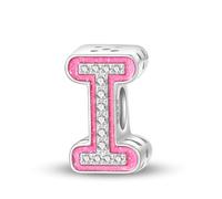 LNQOBU A~Z Alphabet Charm Letter Beads 925 Sterling Silver with Cubic Stones fits Pandora Bracelets Necklace Womens Jewelry Gift