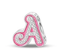 LNQOBU A~Z Alphabet Charm Letter Beads 925 Sterling Silver with Cubic Stones fits Pandora Bracelets Necklace Womens Jewelry Gift