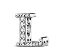 LNQOBU A~Z Alphabet Charm Letter Beads 925 Sterling Silver with Cubic Stones,Minimalist style Charms fits Pandora Bracelets & Necklace Womens Jewelry Gift