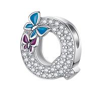 LNQOBU Complete A~Z Alphabet Charm Letter Beads Solid 925 Sterling Silver with Cubic Stones Flower Butterfly fits European Bracelets Necklace Women Jewelry Gift Options