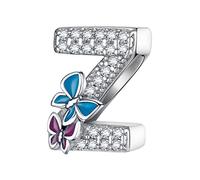LNQOBU Complete A~Z Alphabet Charm Letter Beads Solid 925 Sterling Silver with Cubic Stones Flower Butterfly fits European Bracelets Necklace Women Jewelry Gift Options