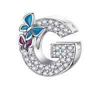 LNQOBU Complete A~Z Alphabet Charm Letter Beads Solid 925 Sterling Silver with Cubic Stones Flower Butterfly fits European Bracelets Necklace Women Jewelry Gift Options