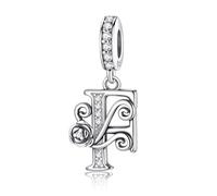 LNQOBU Complete A~Z Alphabet Charm Letter Beads, Solid 925 Sterling Silver with Cubic Stones Rose Alphabet Charm fits Pandora Bracelets Necklace Women Jewelry