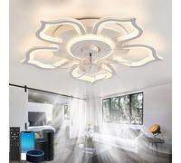 lnrosy Ceiling Fan Chandelier Compatible with Alexa Google Home Smart Fan Light Ceiling and Remote Control Dimmable,Reversible 6-Speed,Dc Motor
