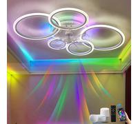 lnrosy Ceiling Fan with Lamp Compatible avec Alexa et Google Assistant 95cm Dimmable RGB Ceiling Fan Lighting 6 Speeds and Silent Smart Fan Light with Reversible for Living Room Children's Room White