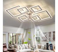 lnrosy Ceiling Fans with Lights and Remote,84cm Modern Smart Ceiling Fan Light,6 Speeds and 3000k-6500k Dimmable Led Silent Fan Lamp,for Bedroom,Living Room,Dining Room,Corridor,Study,White