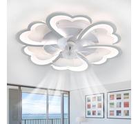lnrosy LED Ceiling Fans with Lights and Remote Floral Mute DC Fan Light Ceiling 6-Speed Dimmable Timer Memory Function Light Bulb Fan 6800 Lumens 68cm Bedroom Lounge