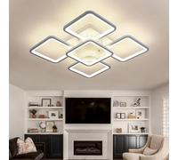 lnrosy Modern Square Led Ceiling Lights Chandelier Dimmable with Remote Control Memory Function and Timer Suitable for Bedrooms Living Rooms and Studies,White