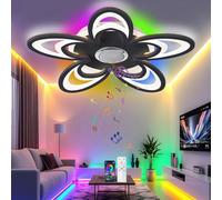 lnrosy RGB Ceiling Lights with Bluetooth,Led Dimmable Ceiling Lamp with Remote Control and App,Smart Ceiling Light with Timer and Memory Mode for Living Rooms,Bedrooms,Restaurant,Pub,Black