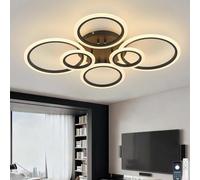 lnrosy Six Ring LED Ceiling Lights with Timer Remote Control App and Memory Function Suitable for Kitchens Living Rooms and Bedrooms,Black