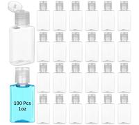 Lnrueg 100 Pcs 1 oz Travel Bottles - Hand Sanitizer Bottle Mini Clear Bottles with Flip Caps, Portable Empty Refillable Containers for Shower Gel, Face Creams, Body Lotions