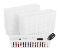 Lnrueg 20 PCS Classroom Storage Baskets, 10.2 x 3.1 x 2.4 inches,Plastic Classroom Pencil Organizers, Pencil and Pen Organizer Baskets, Durable PP Storage Trays for Home School Office Supplies