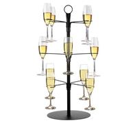 Lnrueg 3 Tier Cocktail Tree Stand - 12 Holders Wine Glass Holder Stand, High-footed Metal Hanging Rack