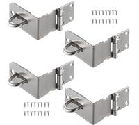 Lnrueg 4-Pack 90-Degree Stainless Steel Hasp Latches, Desk Drawer Lock, File Cabinet Lock, Silver