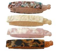 Lnrueg Acetate Strong Hold Nonslip Classic Banana Hair Clip Large 4PCS Classic Strong Hold Elegant Interlocking Teeth Decorative Clincher Hair Claw